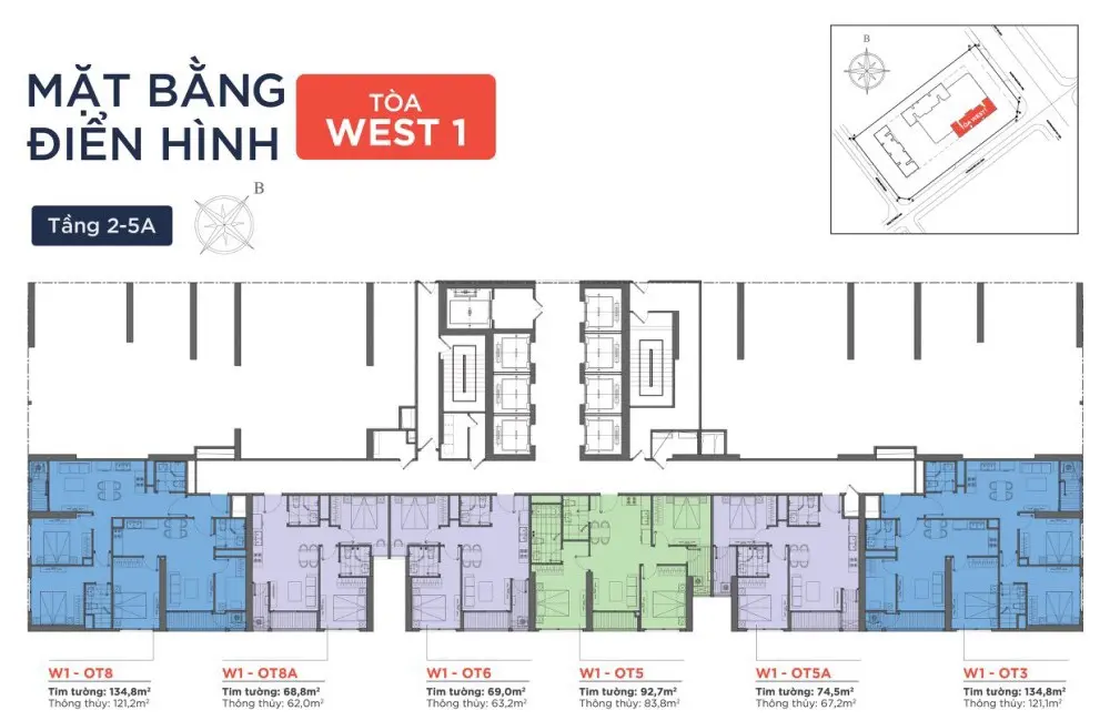 Mặt bằng tầng 2 - 5 (West1)